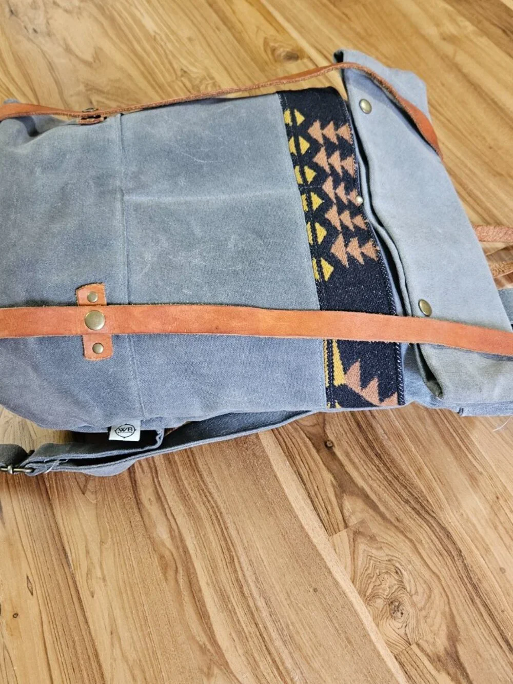 Western Bound Goods Waxed Canvas Backpack, Leather Pendleton Wool Gray, $265 Ret